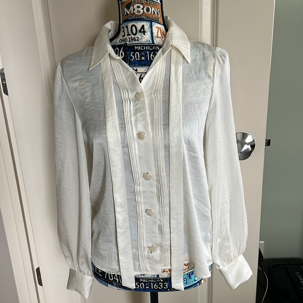 Zara Pearl Button Blouse